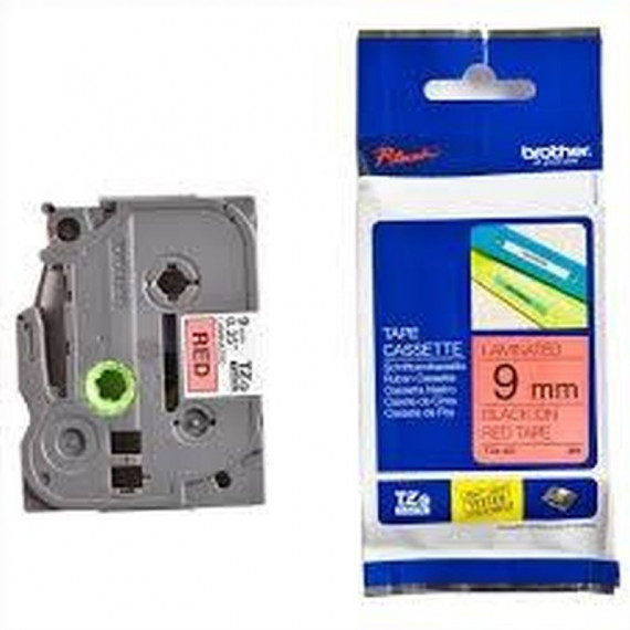 BROTHER Cinta Laminada TZE421 9MM Texto Negro sobre Fondo Rojo. Ancho: 9 Mm. Longitud: 8 M