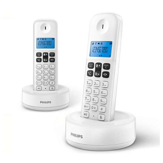 Teléfono Inalámbrico PHILIPS Duo D1612 Blanco