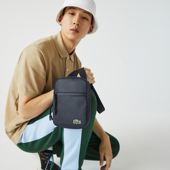 Bandolera Plana Pequeña Lcst de Hombre en Lona Revestida  LACOSTE