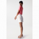 Camisetas Mujer Camiseta SALSA JEANS Lisa con Encaje Rosa