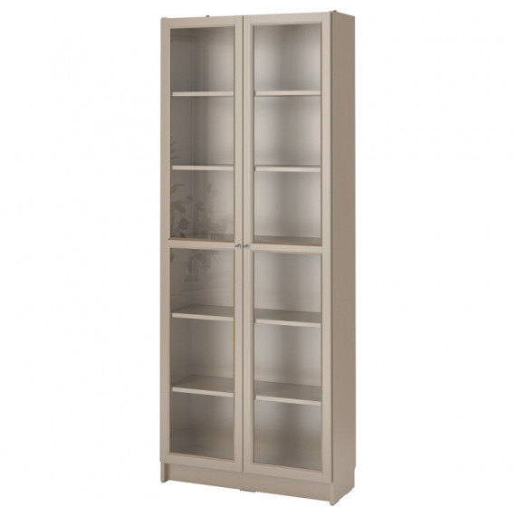 Billy Libreria/puertas Vidrio 80X30X202 Gris/efecto Metalico  IKEA