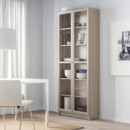 Billy Libreria/puertas Vidrio 80X30X202 Gris/efecto Metalico  IKEA