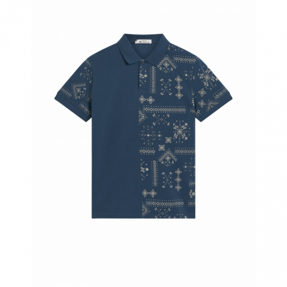 Polos Polo BEN SHERMAN Blue Denim Geo Print