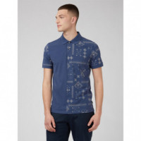 Polos Polo BEN SHERMAN Blue Denim Geo Print