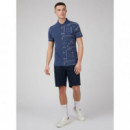 Polos Polo BEN SHERMAN Blue Denim Geo Print