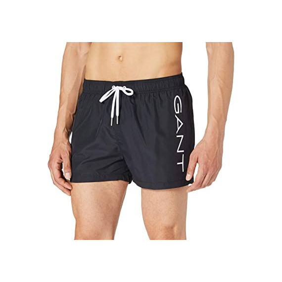 Bañador Gant negro logo lateral