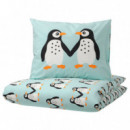 Blavingad Funda Nordica/almohada 150X200/50X60CM Pingüino Turquesa  IKEA