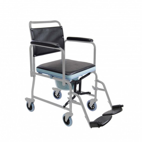 Silla baño con ruedas y WC acero