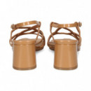 Sandalia Tiras Cruzadas Charol Camel  BIBI LOU