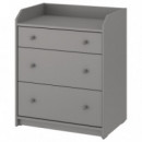 Hauga Comoda 3 Cajones 70X84 Gris  IKEA