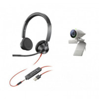 POLY Kit Videoconferencia con Cámara Web Studio P5 Mas Auricular Profesional Blackwire 3225 Biaural