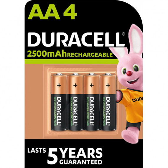 Pack 4 Pilas Recargables DURACELL Aa 2500MAH