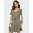 Vestido de Cuello Pico y Manga Corta May de ONLY