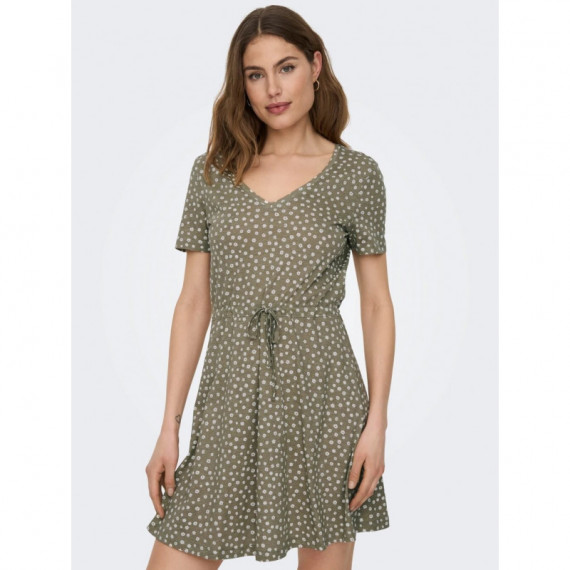 Vestido de Cuello Pico y Manga Corta May de ONLY