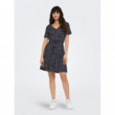 Vestido de Cuello Pico y Manga Corta May de ONLY