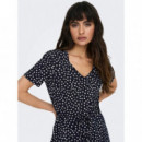 Vestido de Cuello Pico y Manga Corta May de ONLY