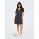 Vestido de Cuello Pico y Manga Corta May de ONLY