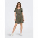 Vestido de Cuello Pico y Manga Corta May de ONLY