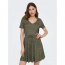 Vestido de Cuello Pico y Manga Corta May de ONLY