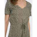 Vestido de Cuello Pico y Manga Corta May de ONLY