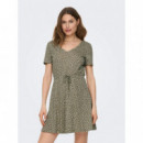 Vestido de Cuello Pico y Manga Corta May de ONLY