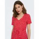 Vestido de Cuello Pico y Manga Corta May de ONLY