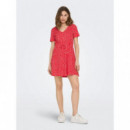 Vestido de Cuello Pico y Manga Corta May de ONLY