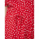 Vestido de Cuello Pico y Manga Corta May de ONLY