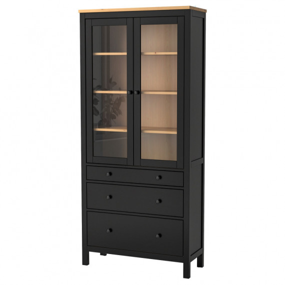 Hemnes VITRINA/3 Cajones 90X197 Negro-marron/marron Claro  IKEA