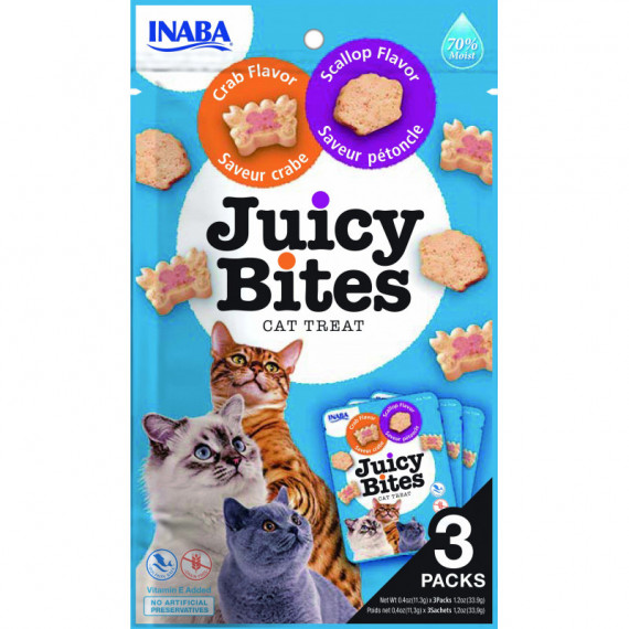 CHURU Gato Snack Juicy Bites Vieira y Cangrejo 3X11 Gr