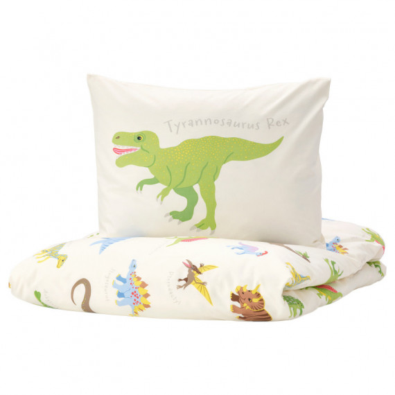 Jattelik Funda Nordica/almohada 150X200/50X60CM Dinosaurio/blanco  IKEA