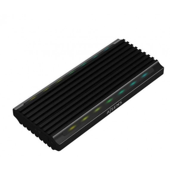 AISENS Caja Externa ASM2-RGB012B Ssd M.2 Sata Nvme USB 3.2 Gen 2/ sin Tornillos/ Negro