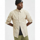 Camisa Selected lino beige
