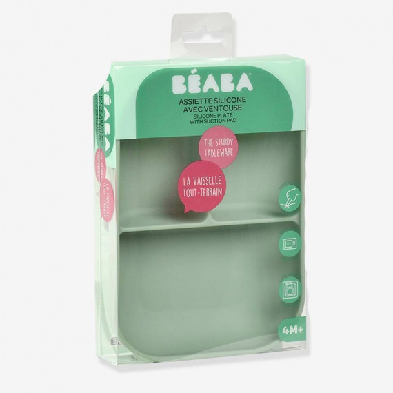 BEABA Plato Silicona Ventosa Verde