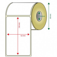 APPROX Rollo Etiquetas Adhesivas Termicas 62MM X 100MM Pack 6 Rollos Ancho 80MM Tamaño Etiqueta 62X100MM 300U por Rollo - Guanxe