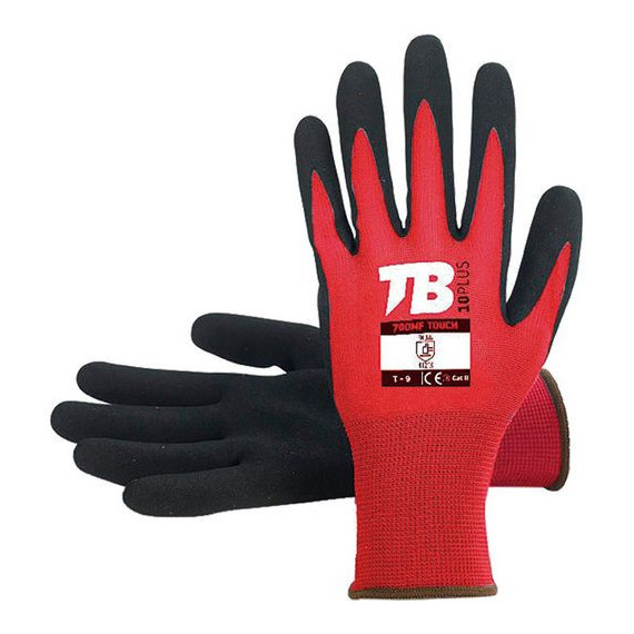 Guante Soporte Nylon Rojo - Negro en Palma Puño Elástico 700RMF TOUCH-9