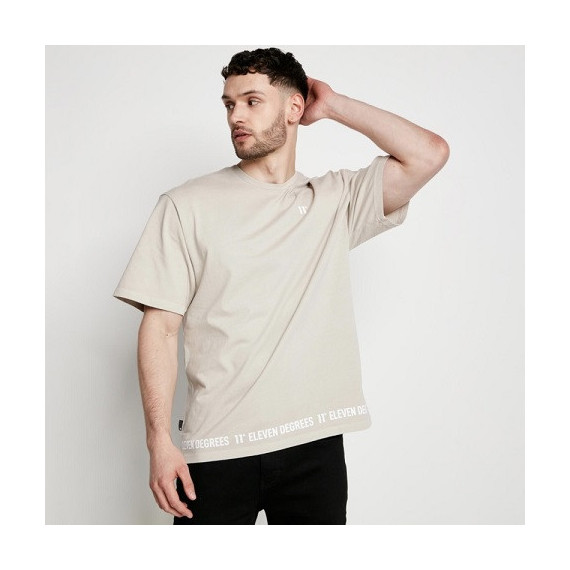 Camiseta 11º Oversized Washer Hen Print Beige