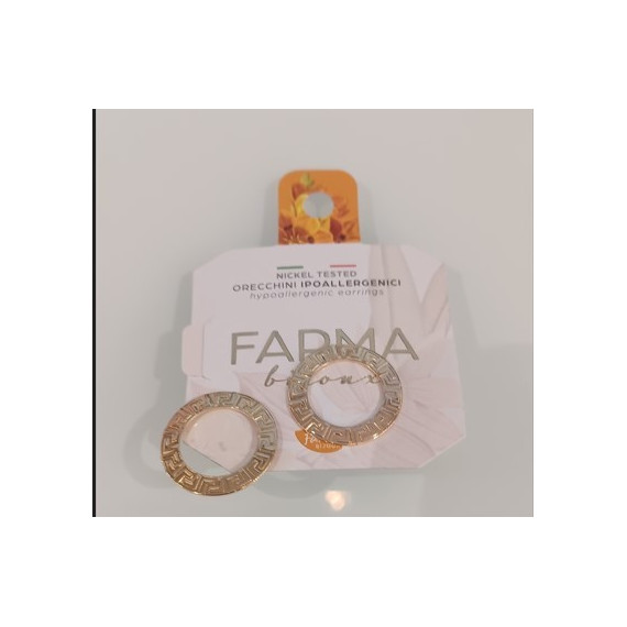 Bijoux Pendiente Aros Planos con Decoracion  FARMA BIJOUX