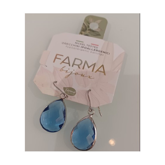 Bijoux Pendiente Colgante Gota Azul  FARMA BIJOUX