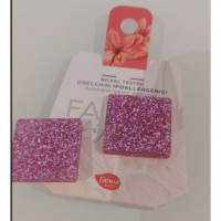 Bijoux Pendientes Botones Cuadrados Rosa Purp  FARMA BIJOUX