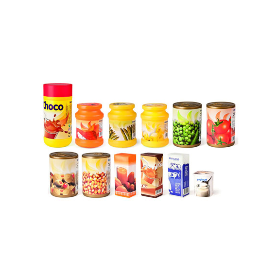Comidas de Juguete. Alimentos Envasados 12 Piezas y Alimentos Envasados 5 Piezas  MINILAND