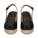 Abierto Punta y Talon Alta Piel Negro  LA SANTA