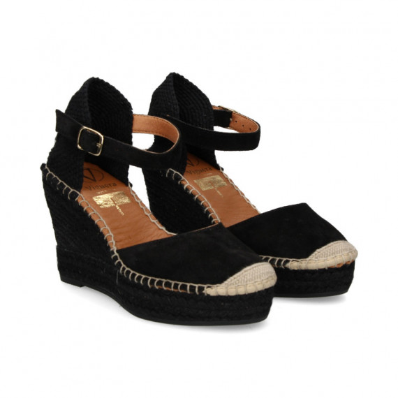 Alpargata Cuna Pulsera ante Negro  VIGUERA