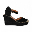 Alpargata Cuna Pulsera ante Negro  VIGUERA