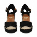 Alpargata Cuna Pulsera ante Negro  VIGUERA