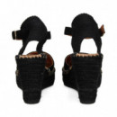 Alpargata Cuna Pulsera ante Negro  VIGUERA