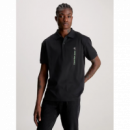 Polo CALVIN KLEIN Negro Logo Vertical Flúor