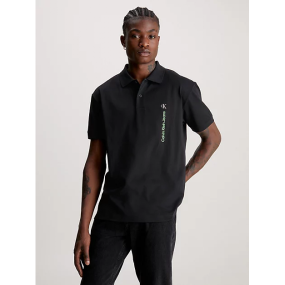 Polo CALVIN KLEIN Negro Logo Vertical Flúor