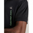 Polo CALVIN KLEIN Negro Logo Vertical Flúor