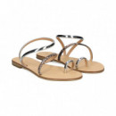 Tira Reptil Beige Esclava Pulsera Plata  NICOLAS LAINAS